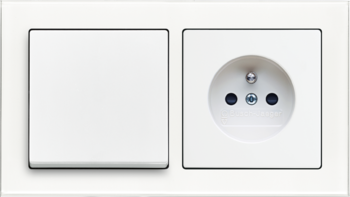 axcent biały studyjny / białe szkło: Przełącznik / przełącznik / sterownik, Gniazdo pojedyncze z przesłonami