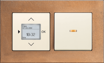 carat brąz: Termostat pokojowy / termostat podłogowy z programatorem tygodniowym, Przełącznik / regulator z świecą żarową sygnalizacyjną lub orientacyjną